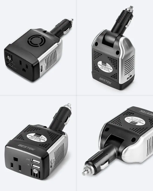 Alt view image 6 of 7 - 150W Power Inverter 12V to 110V Voltage Converter Car Charger Power Adapter with 3.1A Dual USB Charging Ports, Rotatable Plug & Safety Protection for Road Trip, Camping, Laptop