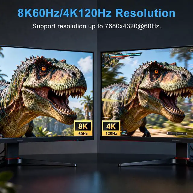 Alt view image 7 of 7 - KVM Switch 2 Computers 2 Monitors HDMI, 8K 60Hz 4K120Hz 2 Port Dual Monitor KVM Switches for 2 PC Share 2 Display and Four USB 3.0 Devices