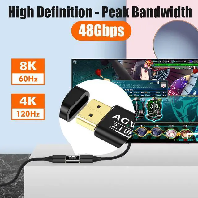 Alt view image 3 of 7 - 2 Pack 8K Male to Male HDMI Adapter, 8K@60HZ HDR HDMI 2.1 Coupler Converter Extension Connetor, Aluminium Alloy Shell for HDTV Roku Stick, Switch, Xbox One, PS4, PC, Black