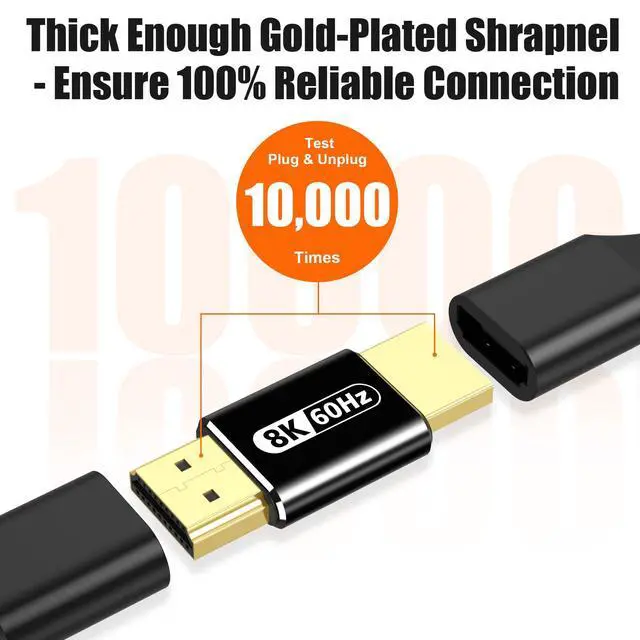 Alt view image 5 of 7 - 2 Pack 8K Male to Male HDMI Adapter, 8K@60HZ HDR HDMI 2.1 Coupler Converter Extension Connetor, Aluminium Alloy Shell for HDTV Roku Stick, Switch, Xbox One, PS4, PC, Black
