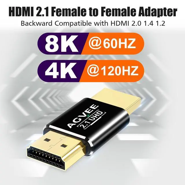 Alt view image 2 of 7 - 2 Pack 8K Male to Male HDMI Adapter, 8K@60HZ HDR HDMI 2.1 Coupler Converter Extension Connetor, Aluminium Alloy Shell for HDTV Roku Stick, Switch, Xbox One, PS4, PC, Black
