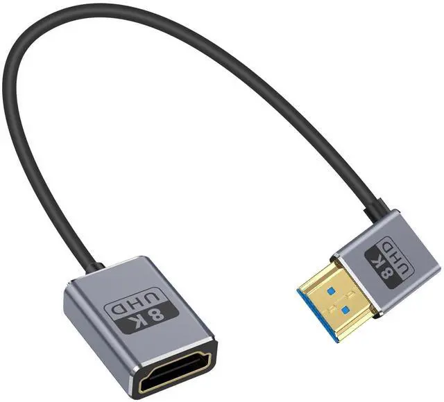 Main image of 8K Right Angle HDMI Extension Cable 1FT, Ultra Thin Coaxial 90 Degree HDMI Male to Female Cable (48Gbps, 8K@60Hz, 4K@240Hz) Support Dynamic HDR, eARC, for GH5S, PS5, PC