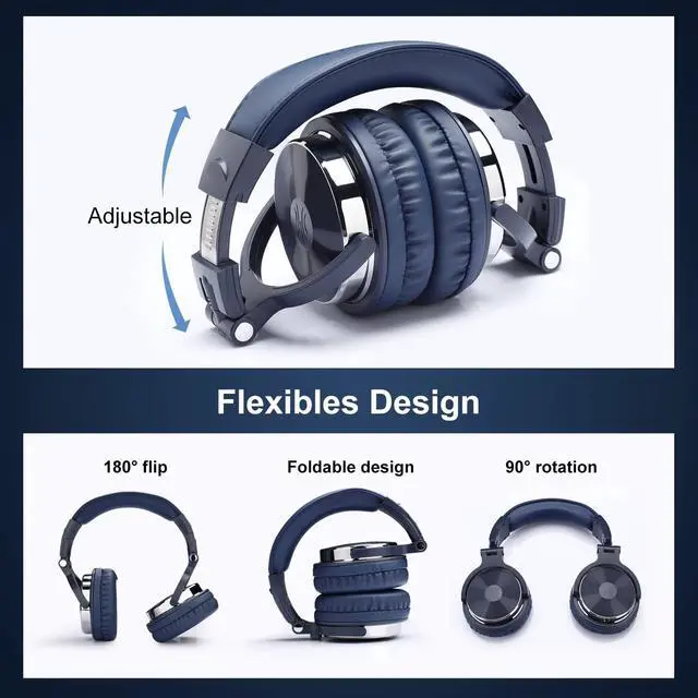 Alt view image 7 of 7 - Wired Over Ear Headphones Studio Monitor & Mixing DJ Stereo Headsets with 50mm Neodymium Drivers and 1/4 to 3.5mm Jack for AMP Computer Recording Podcast Keyboard Guitar Laptop - Dark Blue