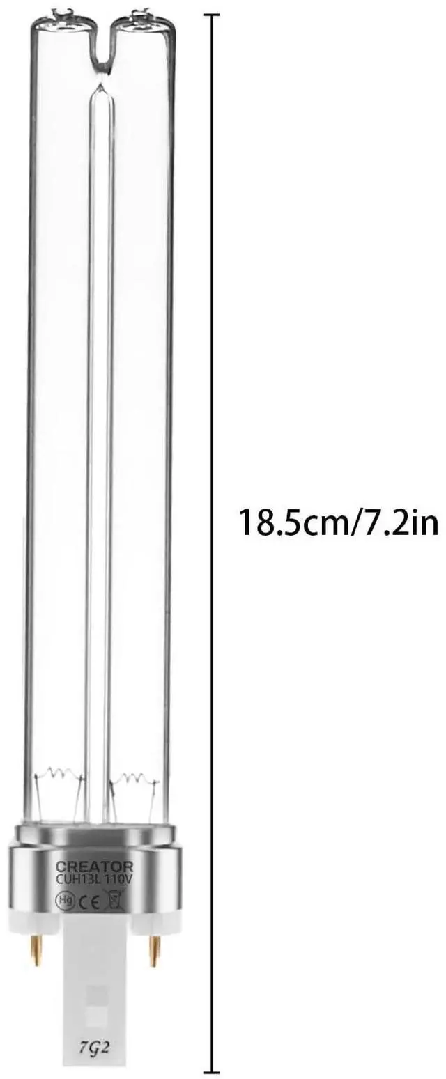 Alt view image 3 of 7 - 2 Pack 13 Watts UV UVC G23 Base Germicidal Ultraviolet Light Bulb Compatible w/Jebao Pond Sunsun Grech, UV Light for Pond