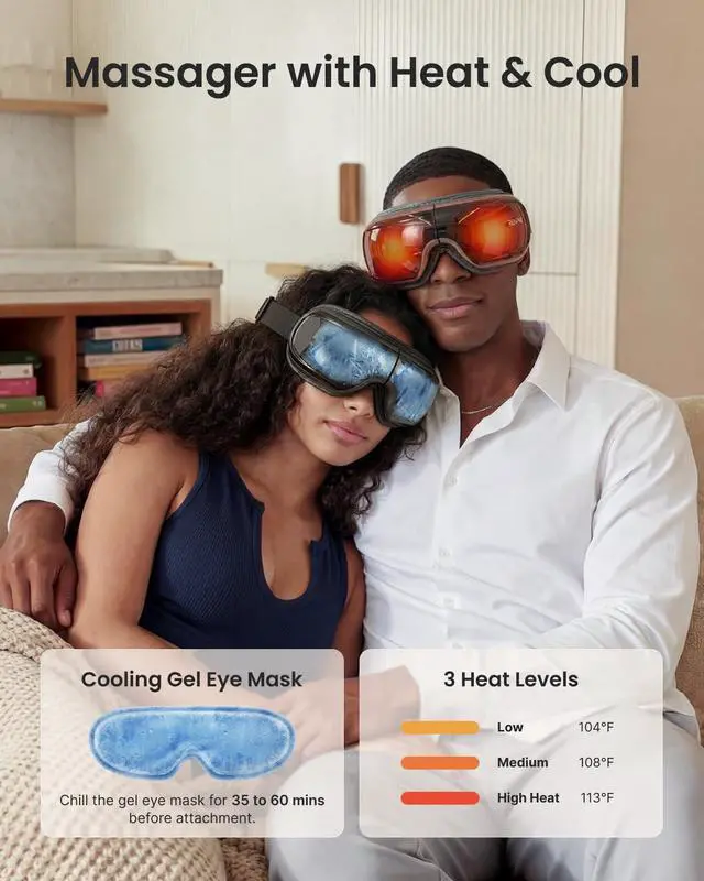 Alt view image 3 of 7 - Eye Massager with Heat and Cooling Voice Control, Birthday Gifts for Women Men, FSA Eligible HSA, Massaging Eye Mask for Dry Eyes Head Tension and Stress Relief - Eyeris 3