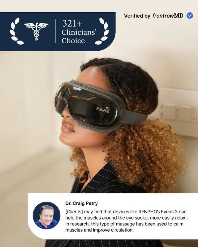 Alt view image 2 of 7 - Eye Massager with Heat and Cooling Voice Control, Birthday Gifts for Women Men, FSA Eligible HSA, Massaging Eye Mask for Dry Eyes Head Tension and Stress Relief - Eyeris 3