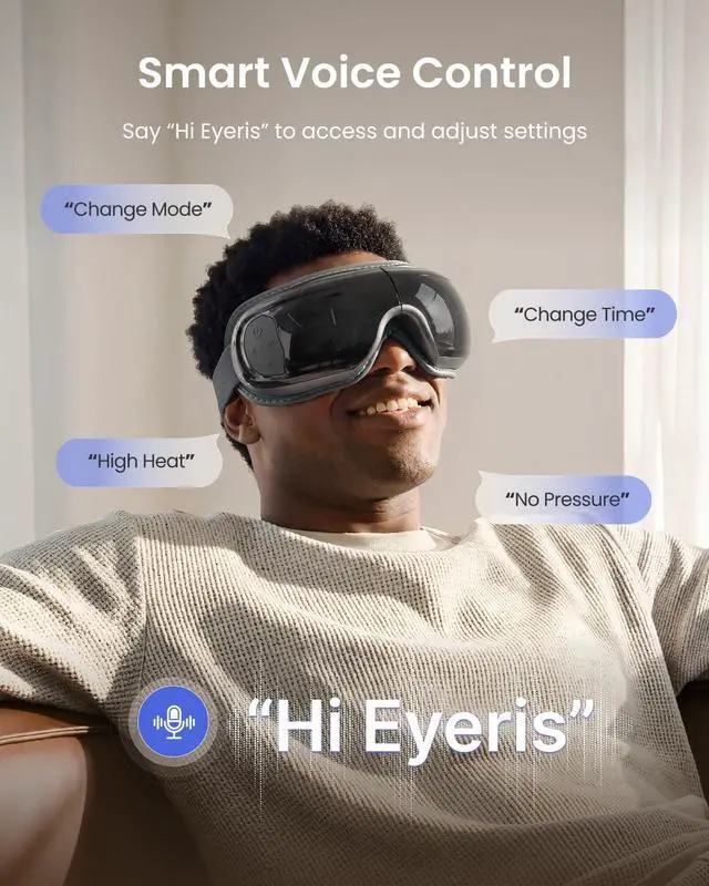 Alt view image 4 of 7 - Eye Massager with Heat and Cooling Voice Control, Birthday Gifts for Women Men, FSA Eligible HSA, Massaging Eye Mask for Dry Eyes Head Tension and Stress Relief - Eyeris 3