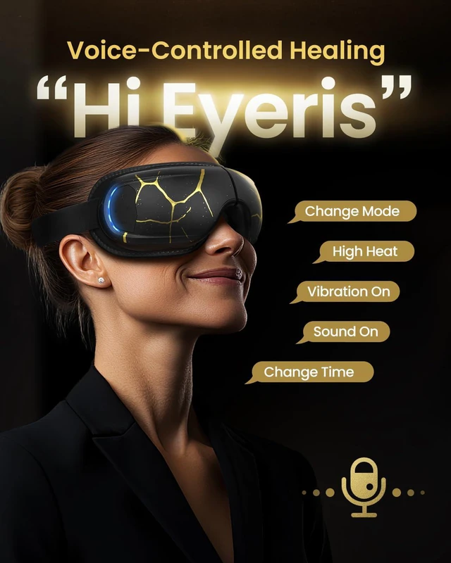 Alt view image 3 of 7 - Eye Massager with Heat and Cooling Voice Control, Fathers Day Dad Gifts for Husband Men, FSA Eligible HSA, Massaging Eye Mask for Dry Eyes Head Tension and Stress Relief - Eyeris Kintsugi