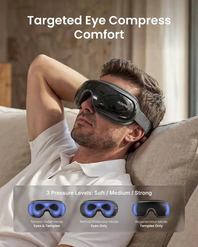 Alt view image 5 of 7 - Eye Massager with Heat and Cooling Voice Control, Birthday Gifts for Women Men, FSA Eligible HSA, Massaging Eye Mask for Dry Eyes Head Tension and Stress Relief - Eyeris 3