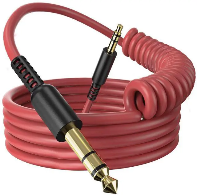 Main image of 6.35mm to 3.5mm 6.6-9.8FT Stereo Adapter Cable Compatible with AMPs, Electronic Keyboards, Mixers, Guitars and Pro10/Pro30/Pro50 Headphones of OneOdio-Red