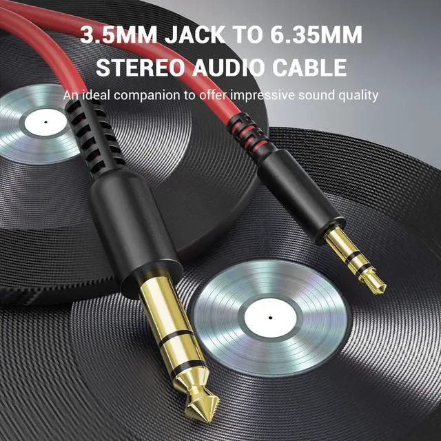 Alt view image 4 of 7 - 6.35mm to 3.5mm 6.6-9.8FT Stereo Adapter Cable Compatible with AMPs, Electronic Keyboards, Mixers, Guitars and Pro10/Pro30/Pro50 Headphones of OneOdio-Red