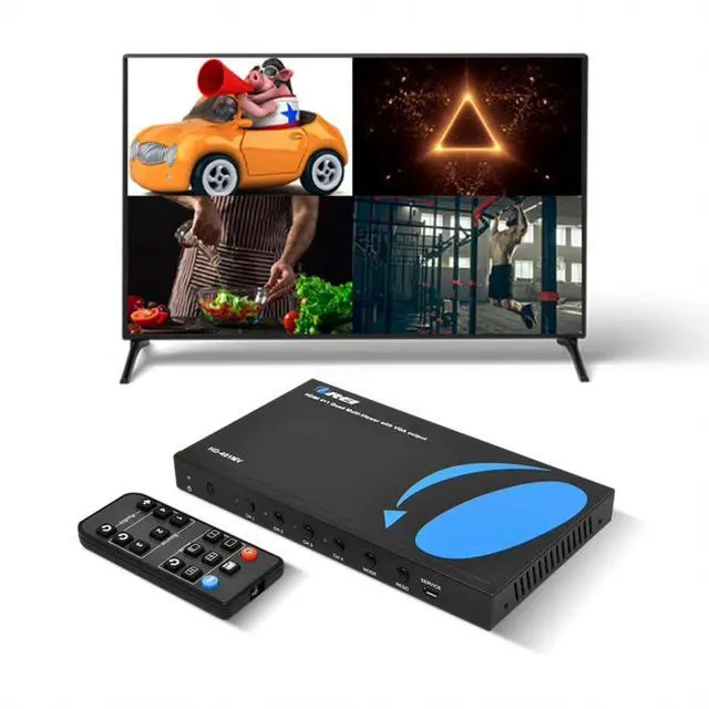 Main image of Quad Multi Viewer 4 in 1 Out HDMI Switcher 4 Ports Seamless Switcher and IR Remote Support 1080P for PS4/PC/DVD/Security Camera, HDMI Switch VGA Output - HD-401MV