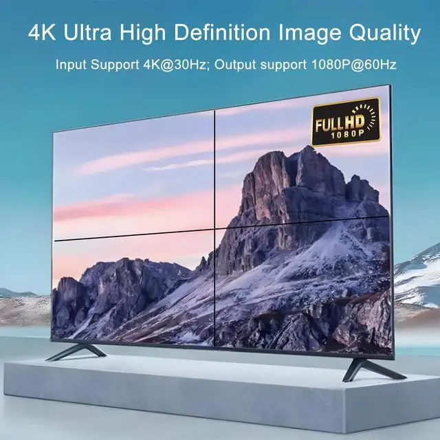 Alt view image 5 of 6 - Video Wall Controller, 4K 2X2 TV Wall Processor with HDMI+DVI+RS232 Input, Support 180° Rotate, 4 HDMI Output Support Images Stitching 1x2 1x3 1x4 4x1 etc
