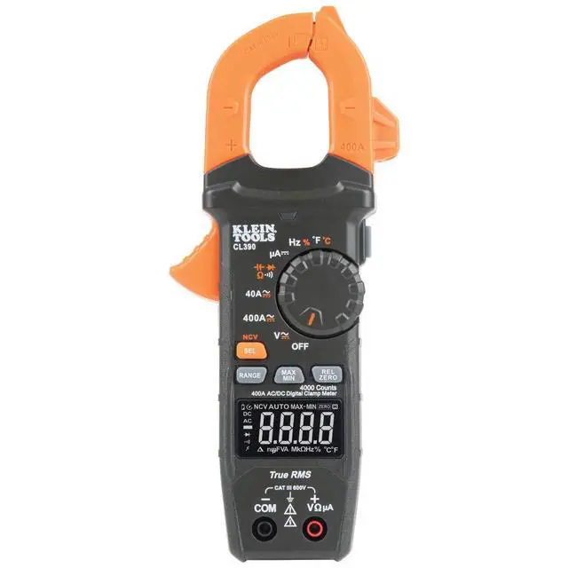Alt view image 5 of 7 - CL390 AC/DC Digital Clamp Meter, Auto-Ranging, 400 Amp, NCVT Tester, Hi-Viz LCD Display, TRMS, Continuity Resistance, Temperature and More