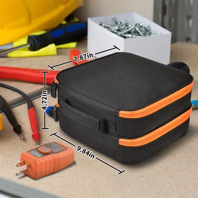 Alt view image 5 of 7 - Electrical Tester Case Bag for Klein Tools ET310 RT250 GFCI Outlet Tester Digital Multimeter, Clamp Meter Ballistic Nylon Organizer for Electricians (Black)