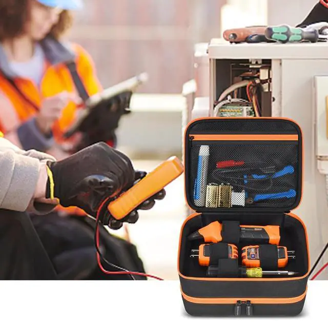 Alt view image 6 of 7 - Electrical Tester Case Bag for Klein Tools ET310 RT250 GFCI Outlet Tester Digital Multimeter, Clamp Meter Ballistic Nylon Organizer for Electricians (Black)