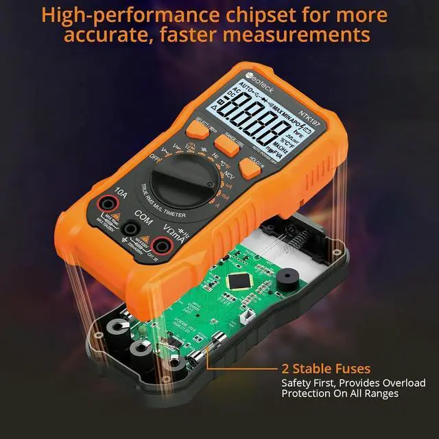 Alt view image 3 of 7 - 2000 Counts Digital Multimeter Voltmeter Tester with NCV, LCD for AC/DC Voltage&Current, Resistance, Capacitance, Live Wire, Frequency, Temperature, Duty Cycle, Continuity, Diode Measuring
