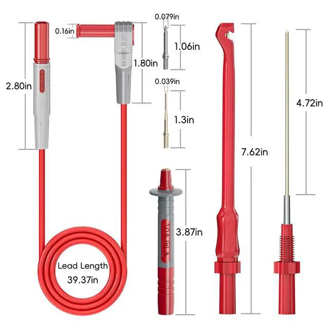 Alt view image 2 of 7 - Multimeter Automotive Test Leads Kit with Wire Piercing Clip Puncture Probes 4mm Banana Plug Extension Test Cable Set
