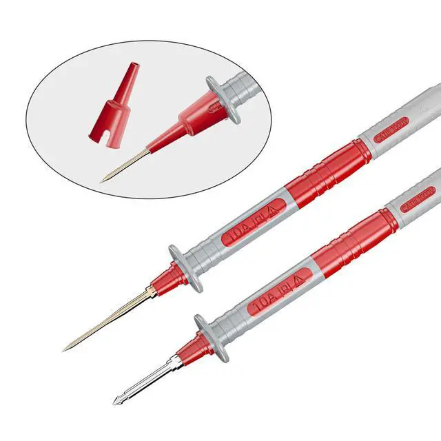 Alt view image 4 of 7 - Multimeter Automotive Test Leads Kit with Wire Piercing Clip Puncture Probes 4mm Banana Plug Extension Test Cable Set