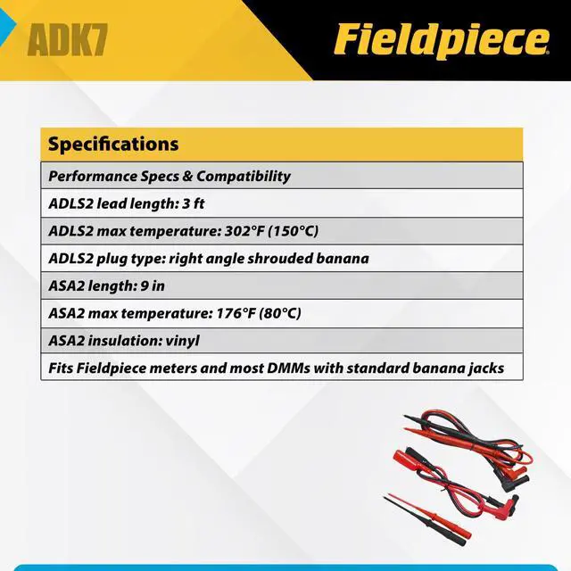 Alt view image 3 of 5 - ADK7 Deluxe Silicone Test Lead Kit Professional HVAC/R Multimeter Lead Set with Gold-Plated Tips, Alligator Clip Extensions, and Extended Reach Molex Probes High-Heat & Cold-Weather