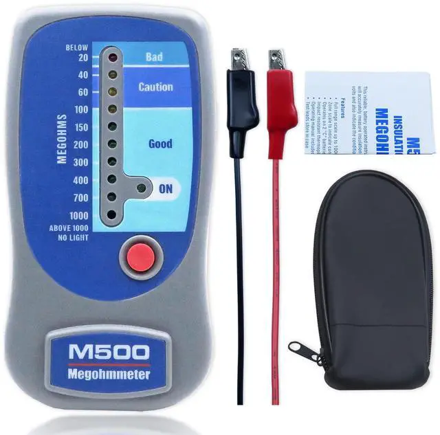 Main image of M500 Insulation Tester MEGOHMMETER, Compatible with Supco M500 Electronic Megohmmeter, Multimeter Tester, Compressor Tester HVAC, 1000 Megohms at 500 Volts, with Soft Carrying Case