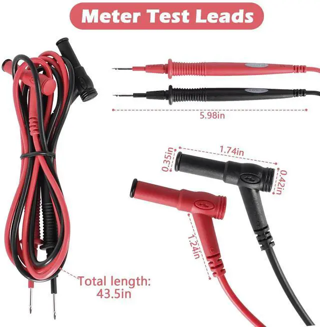 Alt view image 2 of 6 - Meter Test Leads Cat III 1000V 20A Replacement for Fluke Ideal Simpson - Premium Insulated Flexible Probes