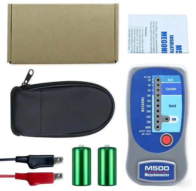 Alt view image 2 of 7 - M500 Insulation Tester MEGOHMMETER, Compatible with Supco M500 Electronic Megohmmeter, Multimeter Tester, Compressor Tester HVAC, 1000 Megohms at 500 Volts, with Soft Carrying Case