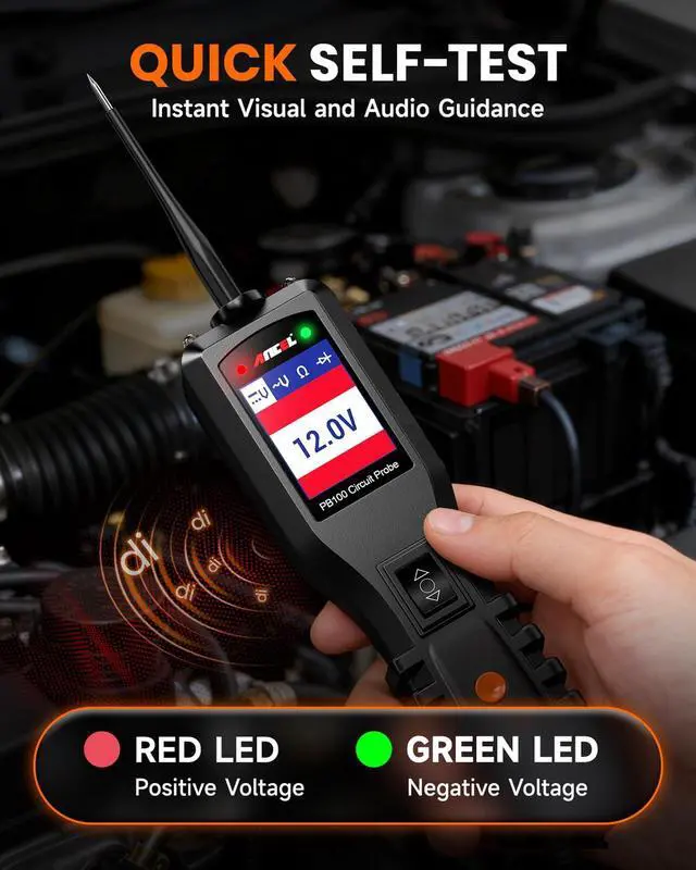 Alt view image 5 of 6 - PB100 Automotive Power Circuit Probe, 12-24 VDC Car Electrical Diagnostic Tool, AC/DC Voltage Current Resistance Short Detection, Trailer Fuse Tester, Digital Voltmeter Ohmmeter, 40FT Cables