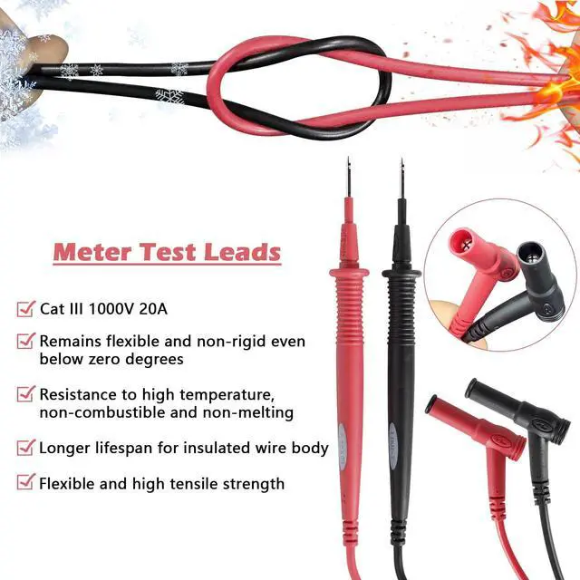 Alt view image 5 of 6 - Meter Test Leads Cat III 1000V 20A Replacement for Fluke Ideal Simpson - Premium Insulated Flexible Probes