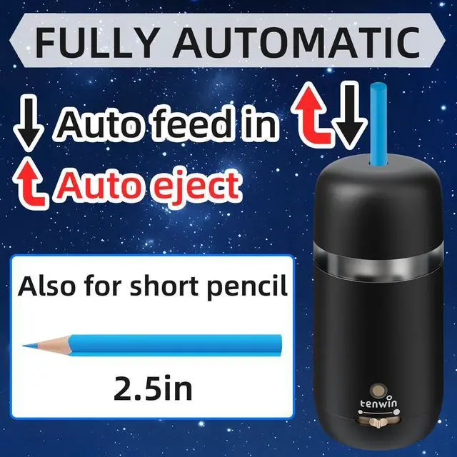 Alt view image 2 of 7 - Electric Pencil Sharpener for 7-12mm Pencil Built-in Breathing Light