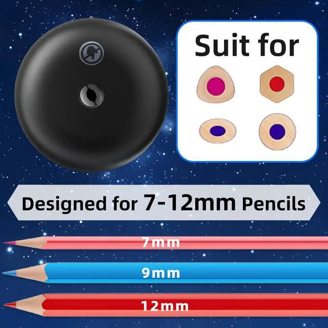 Alt view image 3 of 7 - Electric Pencil Sharpener for 7-12mm Pencil Built-in Breathing Light