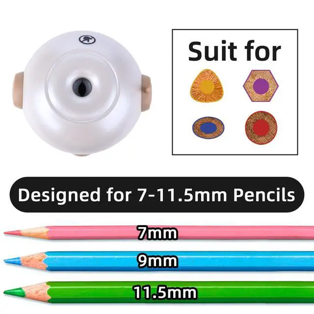 Alt view image 3 of 7 - Rechargeable Electric Pencil Sharpener, Fully Automatic Pencil Sharpener for 7-11.5mm Pencils, Hands-Free Sharpener for Colored Pencils, Auto in&Out, Adjustable Pencil Nibs (Silver)