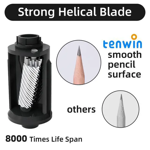 Alt view image 6 of 7 - Rechargeable Electric Pencil Sharpener, Fully Automatic Pencil Sharpener for 7-11.5mm Pencils, Hands-Free Sharpener for Colored Pencils, Auto in&Out, Adjustable Pencil Nibs (Silver)
