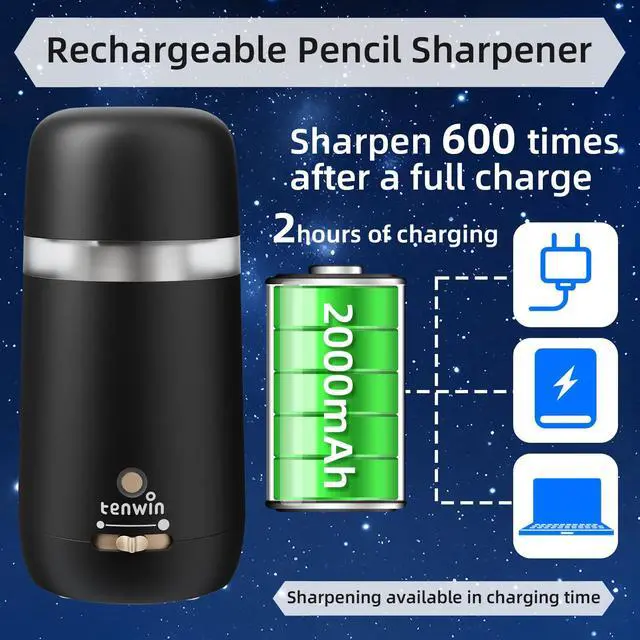 Alt view image 6 of 7 - Electric Pencil Sharpener for 7-12mm Pencil Built-in Breathing Light