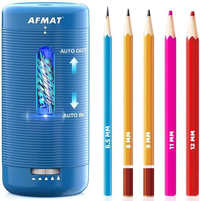 Main image of Electric Pencil Sharpener, Fully Automatic Pencil Sharpener, Auto in & Out, Rechargeable Hands-Free Sharpeners for Jumbo & Colored Pencils (6.5-12mm), Portable for Home/Classroom/Office PSC2