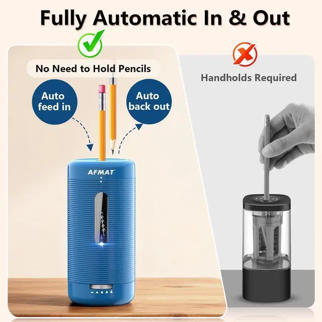 Alt view image 2 of 7 - Electric Pencil Sharpener, Fully Automatic Pencil Sharpener, Auto in & Out, Rechargeable Hands-Free Sharpeners for Jumbo & Colored Pencils (6.5-12mm), Portable for Home/Classroom/Office PSC2
