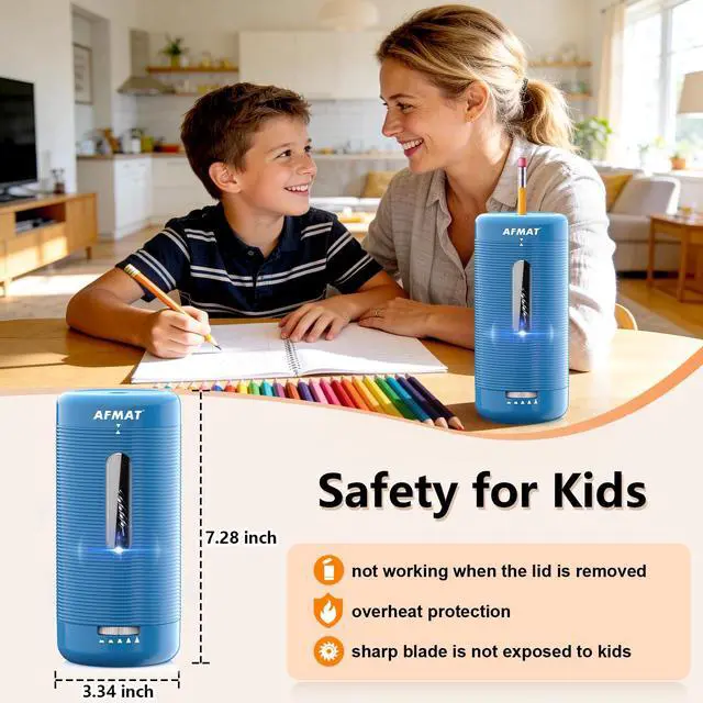 Alt view image 4 of 7 - Electric Pencil Sharpener, Fully Automatic Pencil Sharpener, Auto in & Out, Rechargeable Hands-Free Sharpeners for Jumbo & Colored Pencils (6.5-12mm), Portable for Home/Classroom/Office PSC2