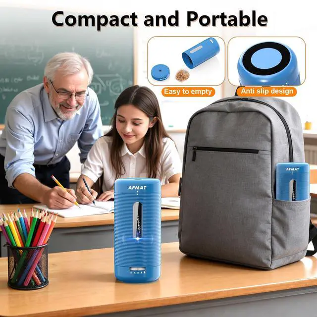 Alt view image 7 of 7 - Electric Pencil Sharpener, Fully Automatic Pencil Sharpener, Auto in & Out, Rechargeable Hands-Free Sharpeners for Jumbo & Colored Pencils (6.5-12mm), Portable for Home/Classroom/Office PSC2