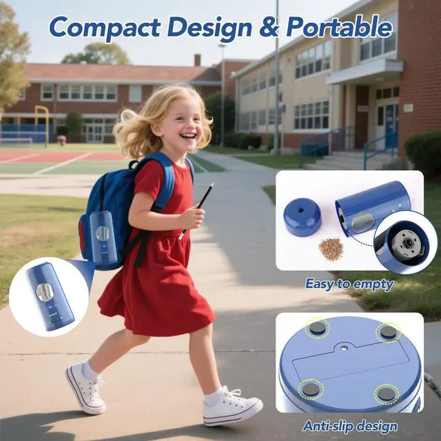 Alt view image 6 of 7 - Electric Pencil Sharpener, Rechargeable Fully Automatic Pencil Sharpener for Jumbo & Colored Pencils (7-11.5mm), Auto in/Out, Hands-Free, Portable for Home/Classroom/Office PSX6(Blue)