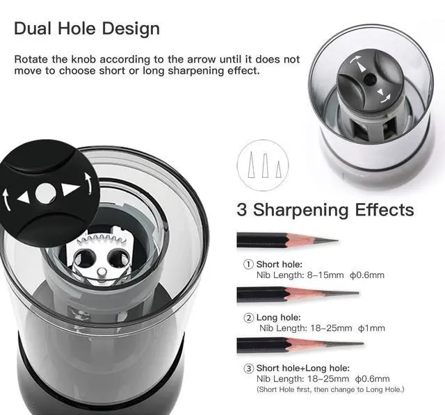 Alt view image 2 of 7 - Rechargeable Long Point Pencil Sharpener for Artist, 3 Point Options, Auto Stop, 8-25mm Super Long Tip, Electric Artist Pencil Sharpener for 6-8.5mm Charcoal/Drawing/Sketching/Colored Pencils
