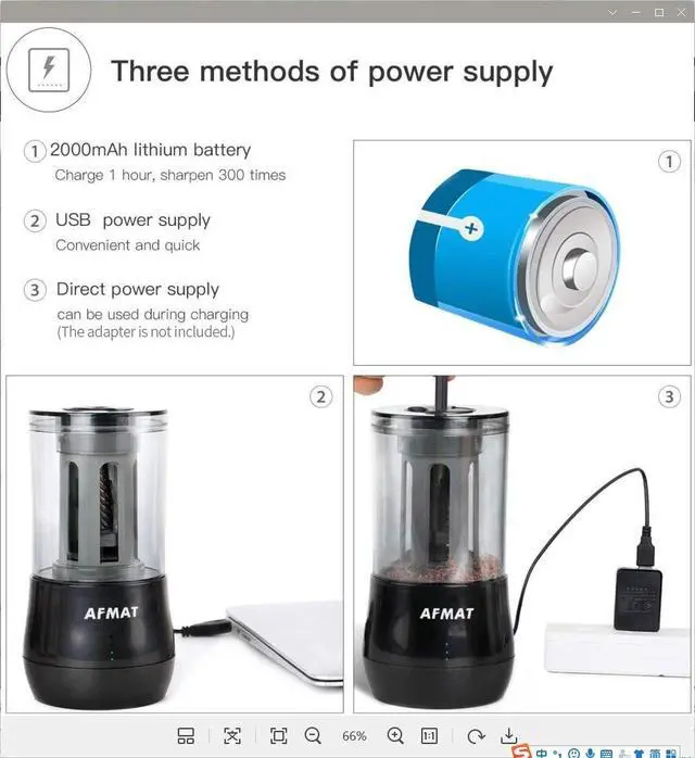Alt view image 6 of 7 - Rechargeable Long Point Pencil Sharpener for Artist, 3 Point Options, Auto Stop, 8-25mm Super Long Tip, Electric Artist Pencil Sharpener for 6-8.5mm Charcoal/Drawing/Sketching/Colored Pencils