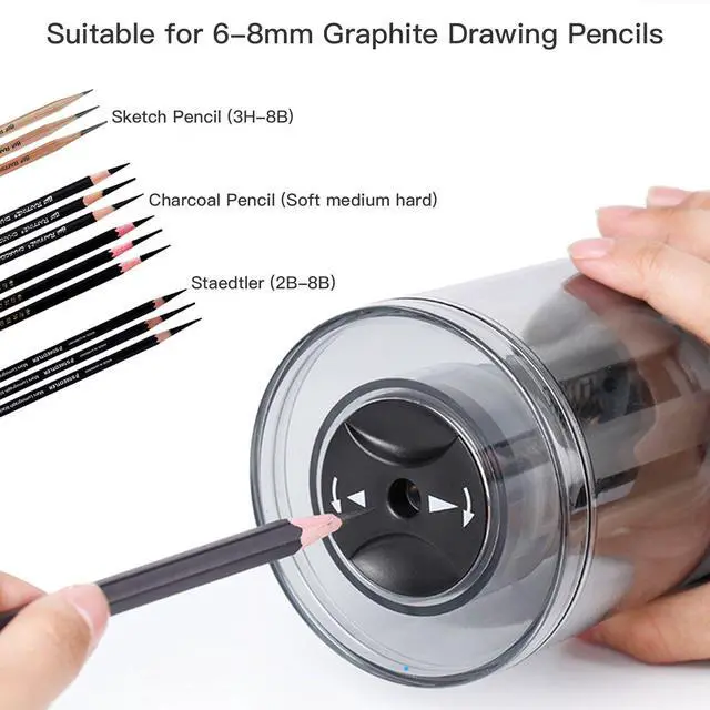 Alt view image 7 of 7 - Rechargeable Long Point Pencil Sharpener for Artist, 3 Point Options, Auto Stop, 8-25mm Super Long Tip, Electric Artist Pencil Sharpener for 6-8.5mm Charcoal/Drawing/Sketching/Colored Pencils