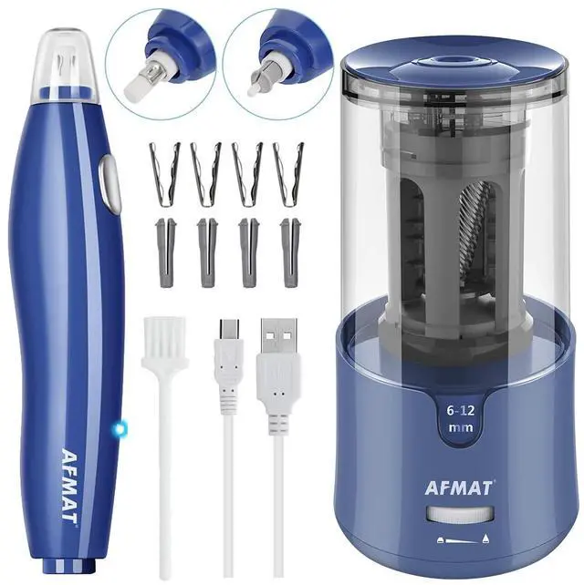 Main image of Electric Pencil Sharpener & Rechargeable Electric Eraser Kit, Auto Stop, Super Sharp & Fast, 140 Eraser Refills, Good for Drafting, Drawing, Crafts, Arts