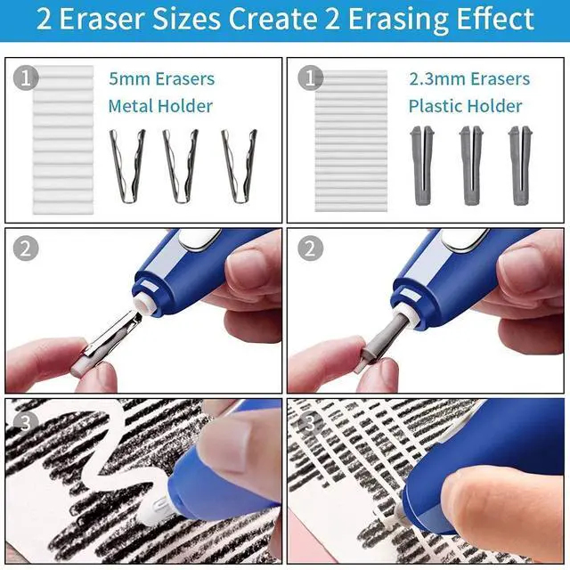 Alt view image 7 of 7 - Electric Pencil Sharpener & Rechargeable Electric Eraser Kit, Auto Stop, Super Sharp & Fast, 140 Eraser Refills, Good for Drafting, Drawing, Crafts, Arts