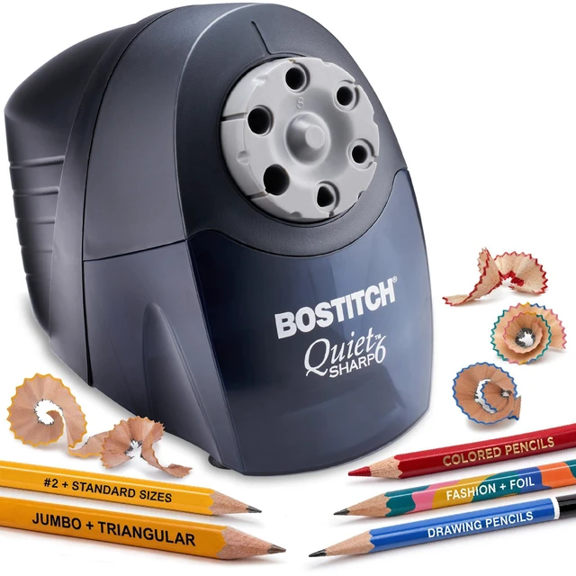 Main image of Office QuietSharp 6 Electric Pencil Sharpener, Heavy Duty Classroom Sharpener, Size Selector with 6 Different Sizes, For Colored & Graphite Pencils, Black