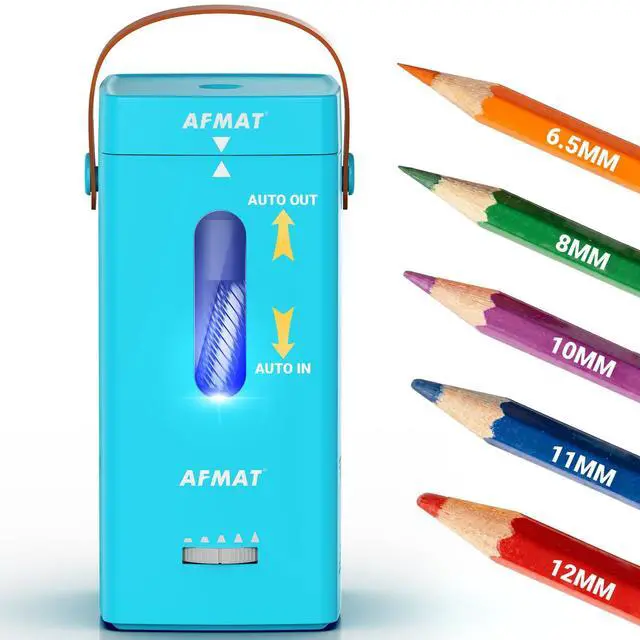 Main image of Electric Pencil Sharpener, Fully Automatic Pencil Sharpener, Auto in & Out, Rechargeable Hands-Free Sharpeners for Jumbo & Colored Pencils (6.5-12mm), Portable for Home/Classroom/Office PSC6