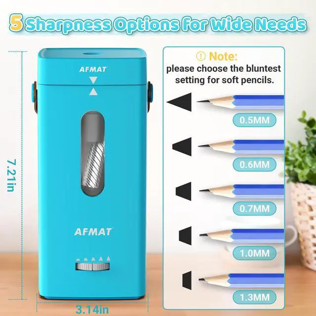 Alt view image 3 of 7 - Electric Pencil Sharpener, Fully Automatic Pencil Sharpener, Auto in & Out, Rechargeable Hands-Free Sharpeners for Jumbo & Colored Pencils (6.5-12mm), Portable for Home/Classroom/Office PSC6