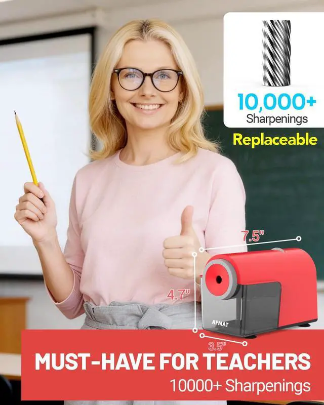 Alt view image 6 of 7 - Electric Pencil Sharpener, Fully Automatic Pencil Sharpener for 6.5-10.5mm No.2/Jumbo/Colored Pencils, Auto in & Out, 5 Sharpness Modes, 10000+ Sharpenings for Classroom Home Office, PSC5(120V)