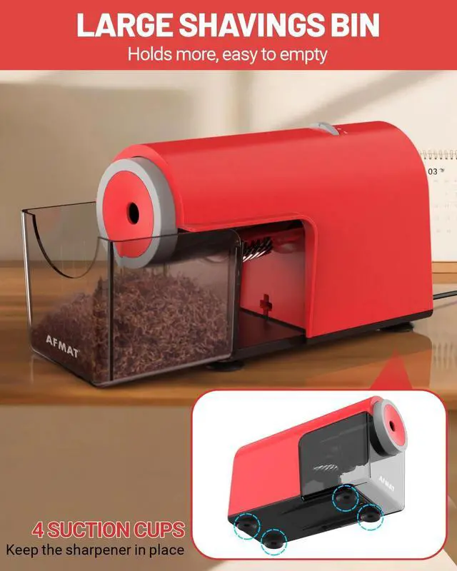 Alt view image 7 of 7 - Electric Pencil Sharpener, Fully Automatic Pencil Sharpener for 6.5-10.5mm No.2/Jumbo/Colored Pencils, Auto in & Out, 5 Sharpness Modes, 10000+ Sharpenings for Classroom Home Office, PSC5(120V)