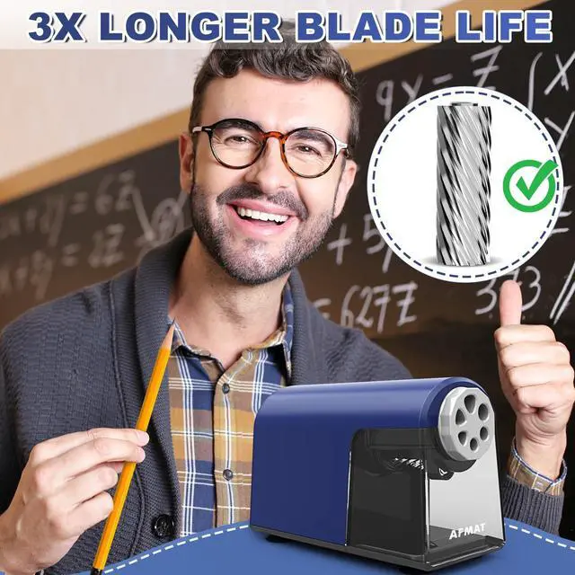 Alt view image 4 of 6 - PSX2 Heavy Duty Electric Pencil Sharpener, 6 Holes, Classroom Sharpener for 6-11mm Pencils, Auto Stop, Super Fast, Save Pencils, School Teacher Must Have Pencil Sharpeners Plug in, Blue